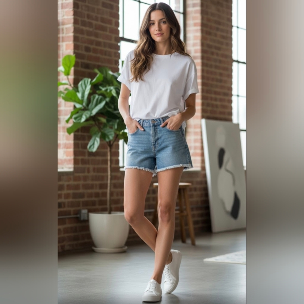 💚 One Teaspoon Light Blue Jean Shorts With Fringe Bottom